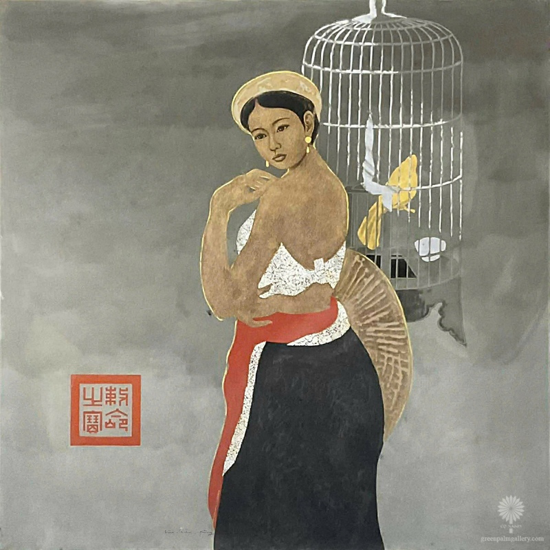 Cô gái với lồng chim