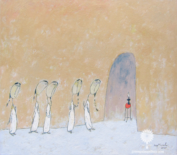 The charm of naive art radiates in “Friends”, a signature painting by Nguyen Quang Minh