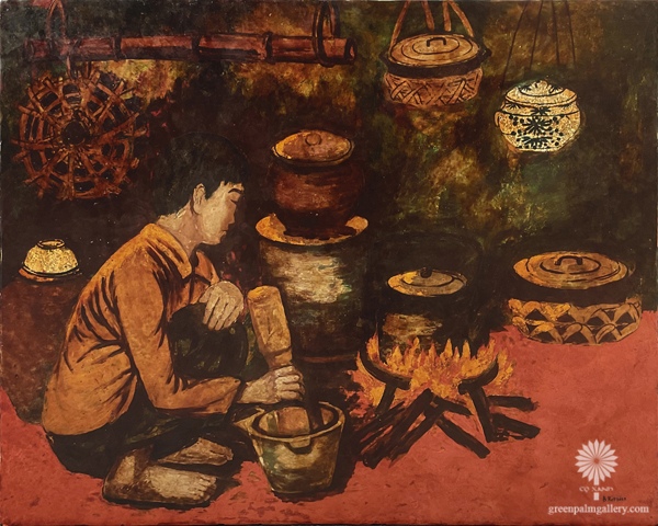 Vietnamese lacquerware painting is distinguished by its intricate, multi-layered technique.
