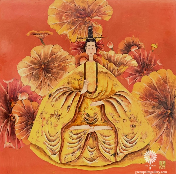 “Wakefulness” uses natural lacquer combined with gold leaf to enhance its depth.