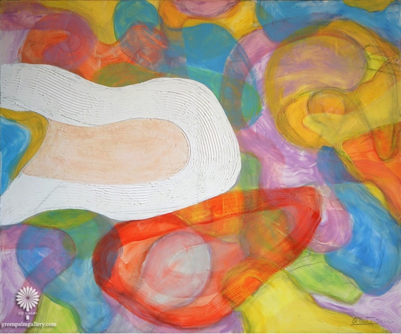 Màu sắc như đang chuyển động tinh nghịch trong tác phẩm “White in multiple colour”