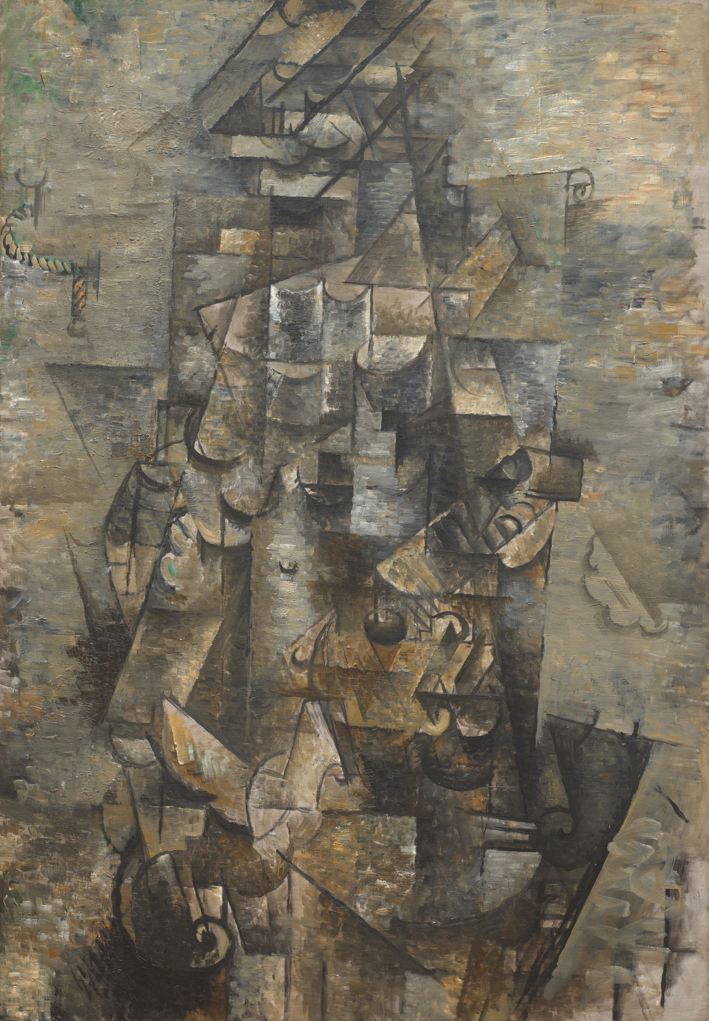 Georges Braque's Man with a Guitar breaks the image into multiple geometric planes characteristic of Cubism