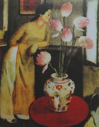 “Young Woman with Lotus Flower”, a famous painting by the renowned Vietnamese artist To Ngoc Van