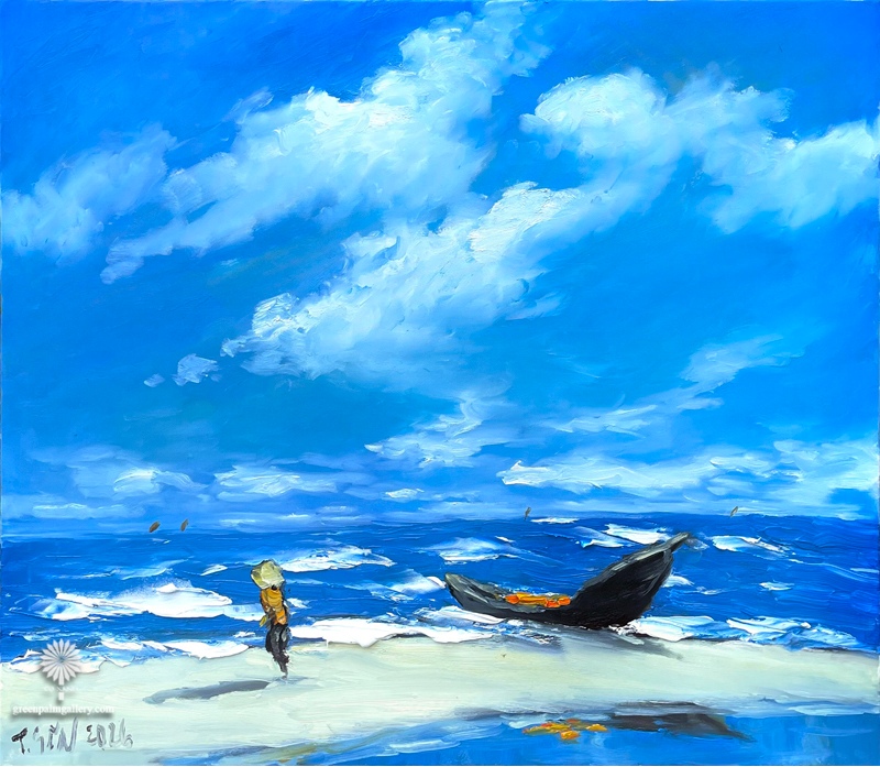 Peaceful Ocean by Le Thanh Son explores seascape themes through a serene blue palette