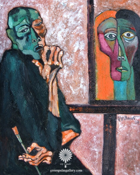 Self-portrait by Nghiem Vu Bang portrays the artist in a thoughtful and introspective mood.